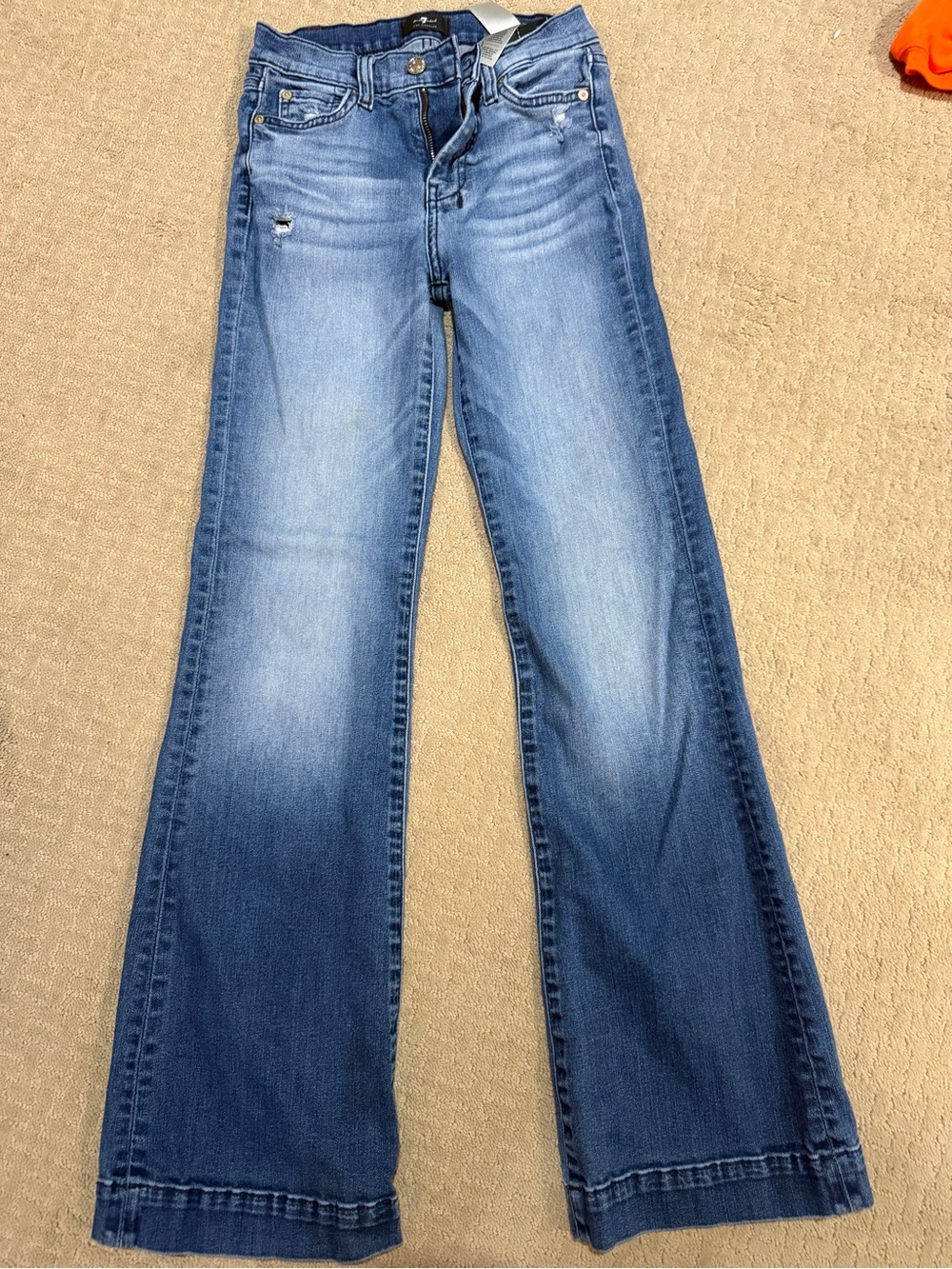 7 For All Mankind Medium Blue Wide-Leg Flare Jeans